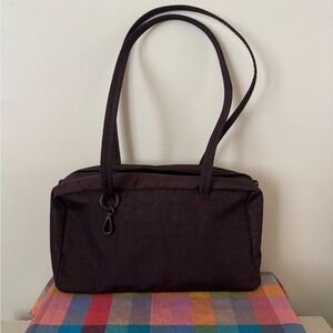 BAGGU chocolate plum nylon bowler bag (regular size)